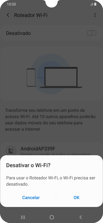 Se o Wi-Fi estiver ativado você deve pressionar OK. Se o Wi-Fi estiver ativado você deve pressionar OK.