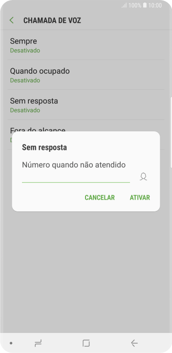 Digite o número desejado, e pressione ATIVAR. Digite o número desejado, e pressione ATIVAR.