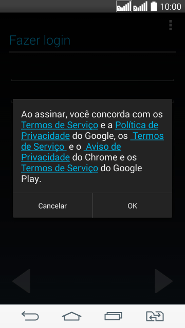 Pressione OK, e siga as indicações da tela para selecionar as configurações da sua conta Google. Pressione OK, e siga as indicações da tela para selecionar as configurações da sua conta Google.