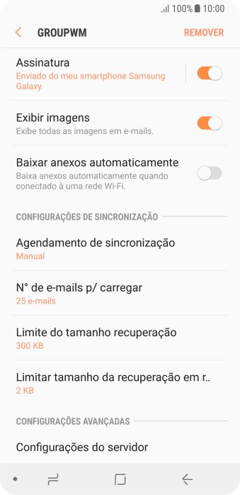 Pressione Agendamento de sincronização. Pressione Agendamento de sincronização.