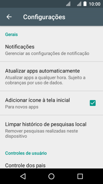 Pressione Atualizar apps automaticamente. Pressione Atualizar apps automaticamente.