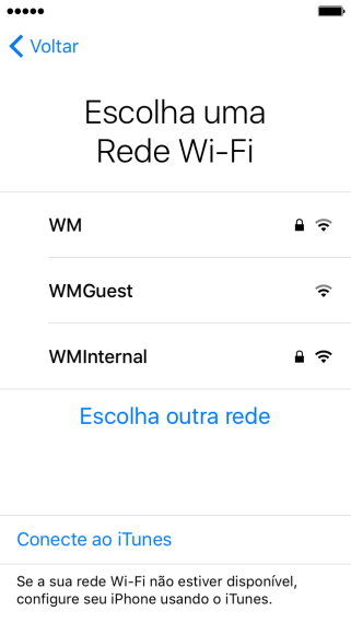 Pressione a rede Wi-Fi desejada. Pressione a rede Wi-Fi desejada.