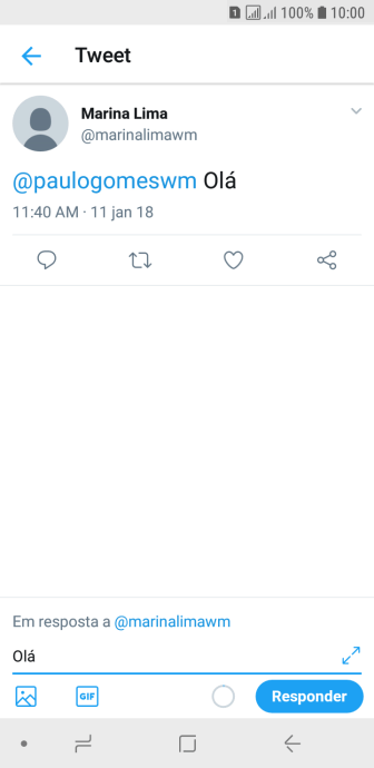 Escreva a resposta desejada, e pressione Responder. Escreva a resposta desejada, e pressione Responder.
