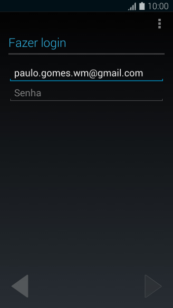 Pressione Senha e digite a senha da sua conta Google. Pressione Senha e digite a senha da sua conta Google.
