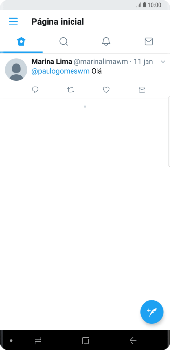 Pressione o ícone de novo tweet. Pressione o ícone de novo tweet.