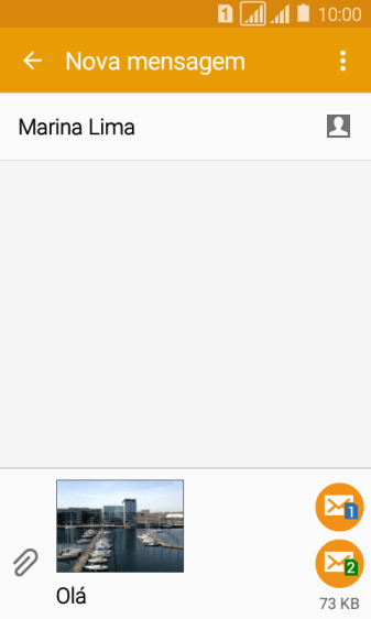 Pressione o ícone de enviar, quando você terminar de escrever a MMS. Pressione o ícone de enviar, quando você terminar de escrever a MMS.