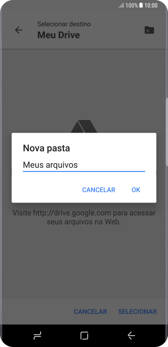 Digite o nome da pasta desejada, e pressione OK. Digite o nome da pasta desejada, e pressione OK.