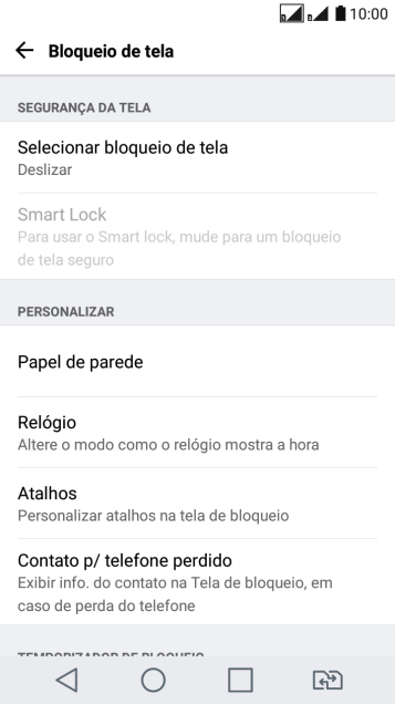 Pressione Selecionar bloqueio de tela. Pressione Selecionar bloqueio de tela.