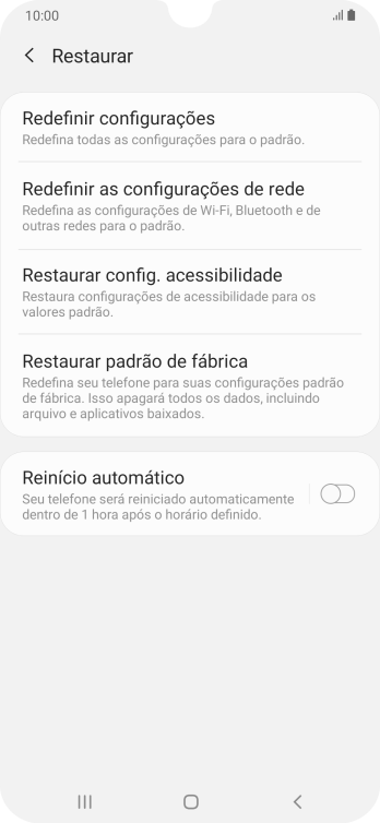 Pressione Restaurar padrão de fábrica. Pressione Restaurar padrão de fábrica.