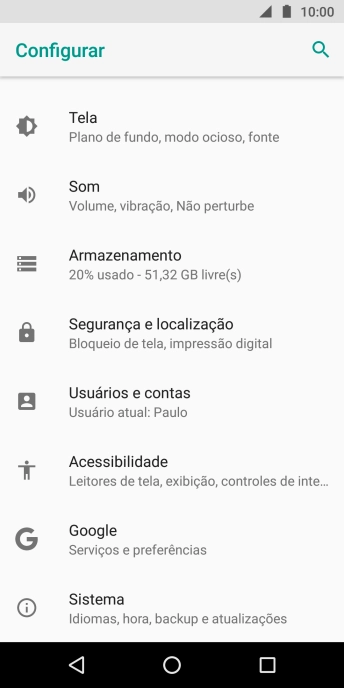Pressione Usuários e contas. Pressione Usuários e contas.