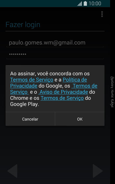 Pressione OK, e siga as indicações da tela para selecionar as configurações da sua conta Google. Pressione OK, e siga as indicações da tela para selecionar as configurações da sua conta Google.