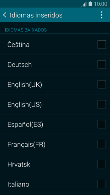Pressione o idioma desejado para adicioná-lo. Pressione o idioma desejado para adicioná-lo.