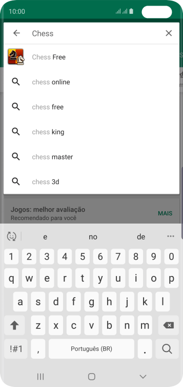 Insira o nome ou assunto do app desejado, e pressione o ícone de busca. Insira o nome ou assunto do app desejado, e pressione o ícone de busca.