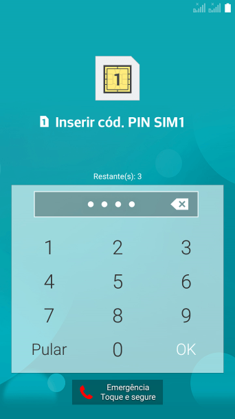 Caso seja solicitado, você deve inserir o código PIN, e pressionar OK. O código PIN padrão é 1010. Caso seja solicitado, você deve inserir o código PIN, e pressionar OK. O código PIN padrão é 1010.