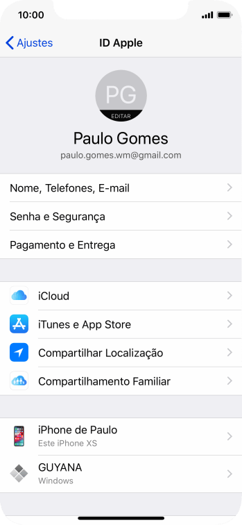 Pressione iCloud. Pressione iCloud.