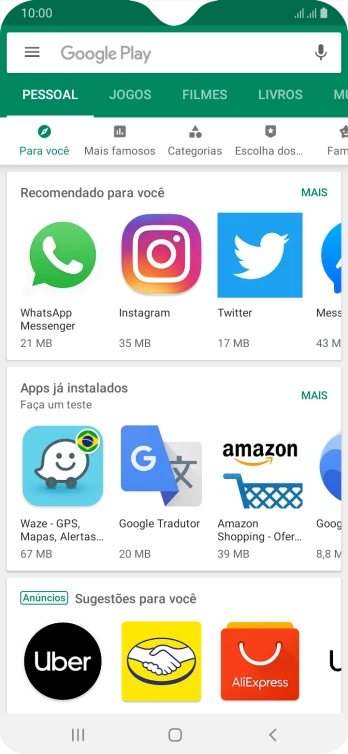 Deslize para a direita a partir do lado esquerdo da tela. Deslize para a direita a partir do lado esquerdo da tela.
