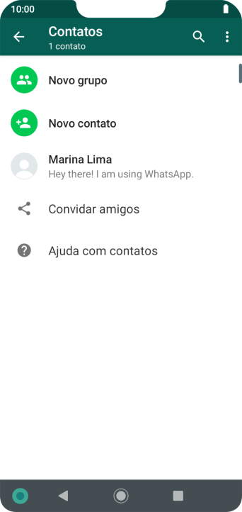 Pressione o ícone de busca, e digite as primeiras letras do nome do contato. Pressione o ícone de busca, e digite as primeiras letras do nome do contato.