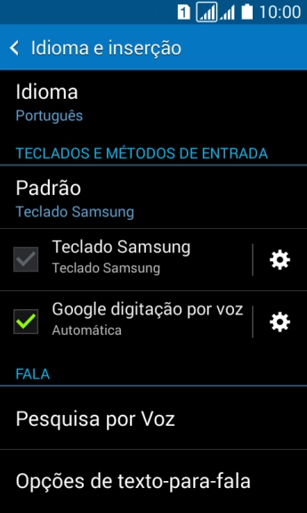Pressione o ícone de configurações ao lado de Pressione o ícone de configurações ao lado de