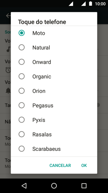 Pressione os toques desejados para escutá-los. Pressione os toques desejados para escutá-los.