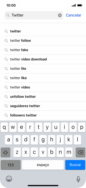 Digite Twitter, e pressione Buscar. Digite Twitter, e pressione Buscar.