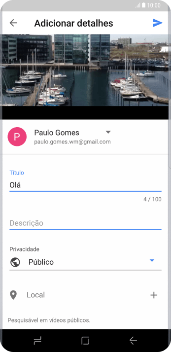 Pressione o ícone de fazer upload. Pressione o ícone de fazer upload.