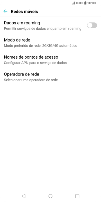 Pressione Nomes de pontos de acesso. Pressione Nomes de pontos de acesso.