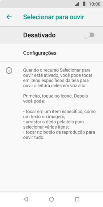Pressione o indicador para ativar a função. Pressione o indicador para ativar a função.