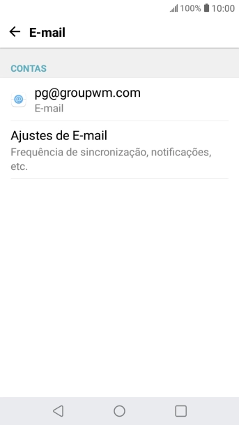 Pressione Ajustes de E-mail. Pressione Ajustes de E-mail.