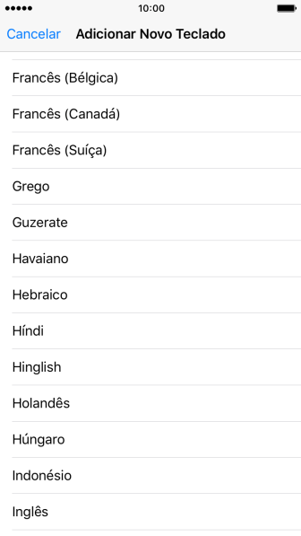 Pressione o idioma desejado para adicioná-lo. Pressione o idioma desejado para adicioná-lo.
