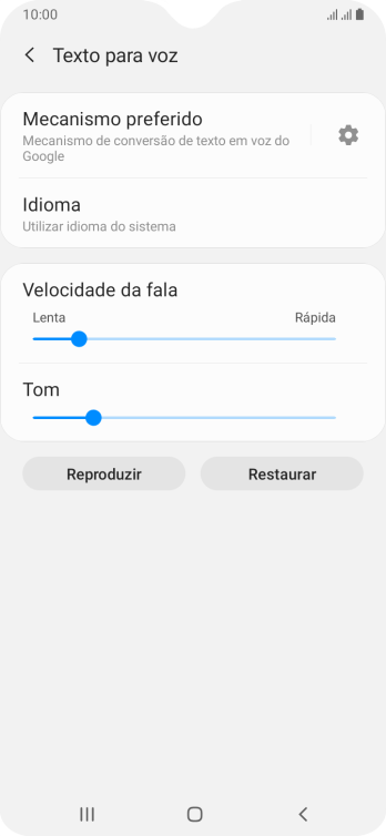Pressione o ícone de configurações, e siga as instruções da tela para selecionar as configurações desejadas. Pressione o ícone de configurações, e siga as instruções da tela para selecionar as configurações desejadas.