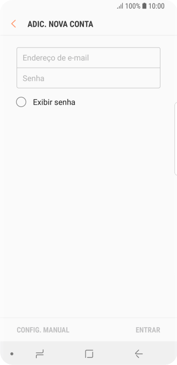 Pressione Endereço de e-mail, e digite o endereço de e-mail. Pressione Endereço de e-mail, e digite o endereço de e-mail.