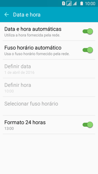 Pressione Fuso horário automático para ativar ou desativar a função. Pressione Fuso horário automático para ativar ou desativar a função.