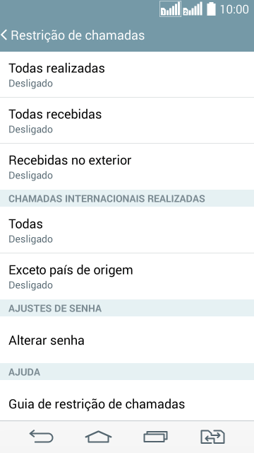 Pressione o tipo de bloqueio desejado. Pressione o tipo de bloqueio desejado.