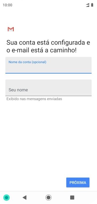 Pressione Seu nome, e digite o nome de remetente desejado. Pressione Seu nome, e digite o nome de remetente desejado.