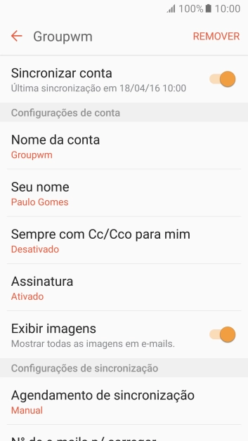 Pressione Agendamento de sincronização. Pressione Agendamento de sincronização.