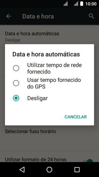Pressione Utilizar tempo de rede fornecido para ativar a função. Pressione Utilizar tempo de rede fornecido para ativar a função.