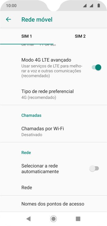 Se você quiser selecionar a rede automaticamente, deve pressionar o indicador ao lado de Se você quiser selecionar a rede automaticamente, deve pressionar o indicador ao lado de