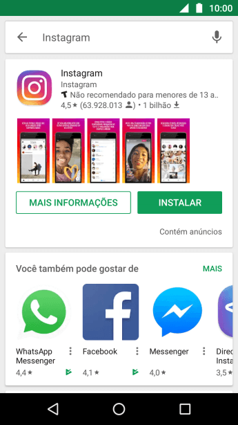 Pressione Instagram. Pressione Instagram.