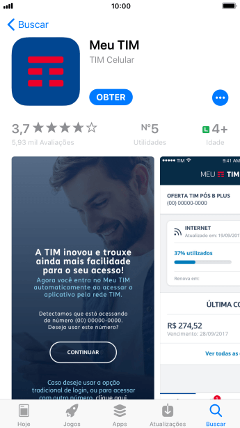 Pressione OBTER, e siga as indicações da tela para instalar o app. Pressione OBTER, e siga as indicações da tela para instalar o app.