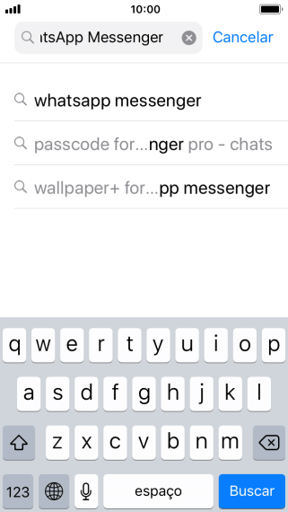 Digite WhatsApp, e pressione Buscar. Digite WhatsApp, e pressione Buscar.