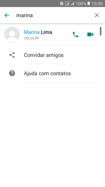 Pressione o ícone de chamada de voz para realizar uma chamada de voz para o contato. Pressione o ícone de chamada de voz para realizar uma chamada de voz para o contato.