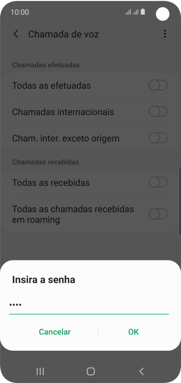 Digite sua senha de bloqueio, e pressione OK. Digite sua senha de bloqueio, e pressione OK.