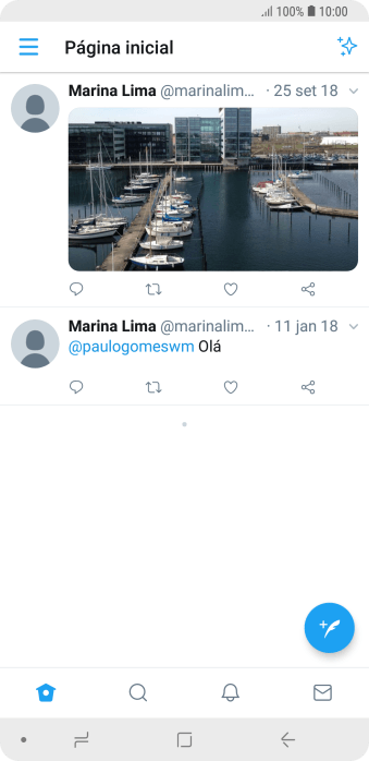 Pressione o ícone de novo tweet. Pressione o ícone de novo tweet.