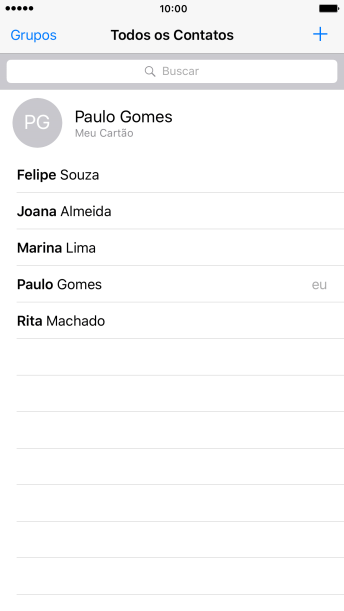 Pressione o ícone de novo contato. Pressione o ícone de novo contato.
