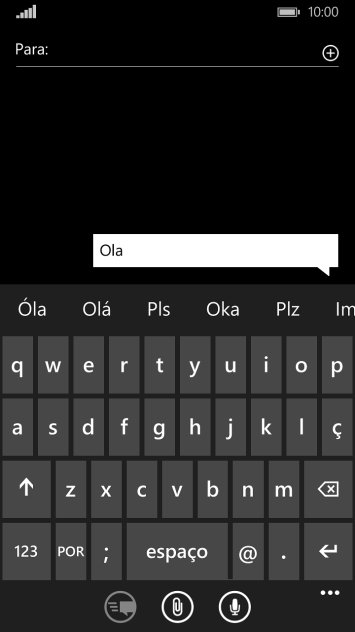 Abra uma nota, mensagem ou e-mail, para que o teclado fique visível na tela, e o celular pronto para a digitação. Abra uma nota, mensagem ou e-mail, para que o teclado fique visível na tela, e o celular pronto para a digitação.