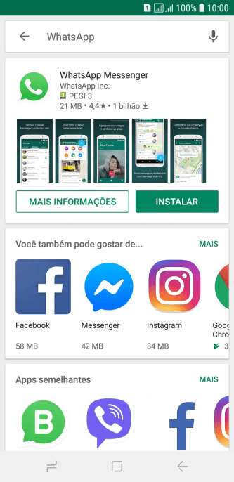 Pressione WhatsApp Messenger. Pressione WhatsApp Messenger.