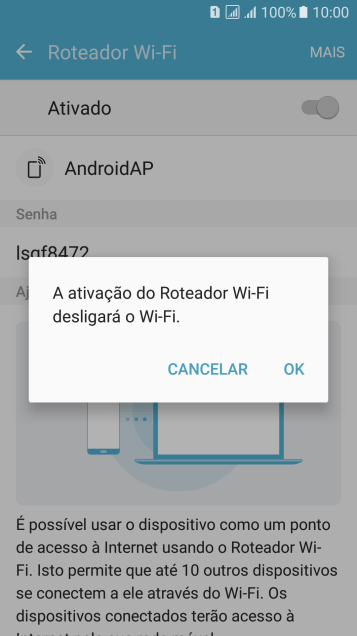 Se o Wi-Fi estiver ativado você deve pressionar OK. Se o Wi-Fi estiver ativado você deve pressionar OK.