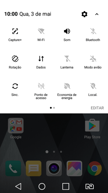 Pressione o ícone de configurações. Pressione o ícone de configurações.