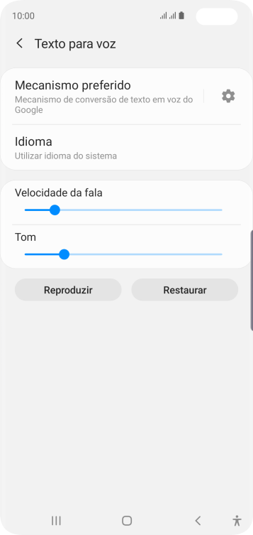 Pressione o ícone de configurações, e siga as instruções da tela para selecionar as configurações desejadas. Pressione o ícone de configurações, e siga as instruções da tela para selecionar as configurações desejadas.