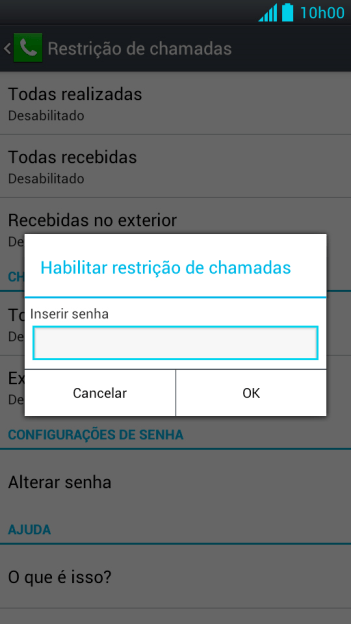 Digite sua senha de bloqueio, e pressione OK. Digite sua senha de bloqueio, e pressione OK.